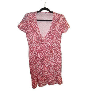 Amazon Floral Ruffled Red and White Sun Dress Size S